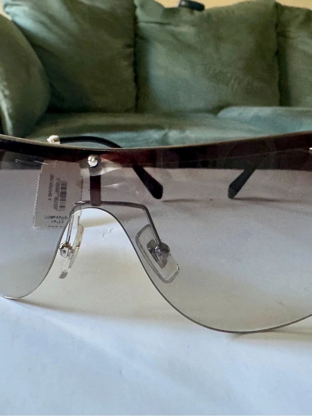 Miu Miu MU 66US-48 Rimless Crystal Shield Sunglasses NWT made in Italy